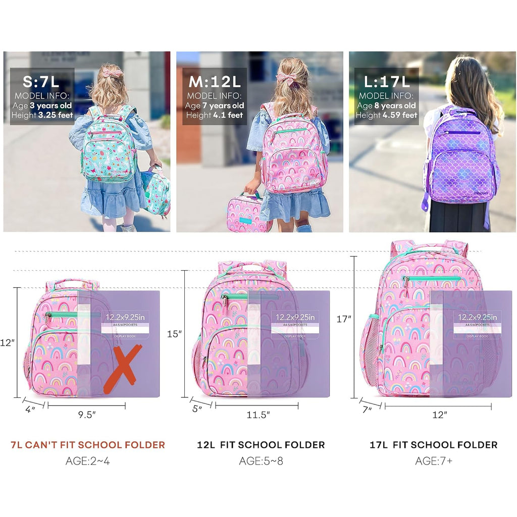 Girls Backpack 5-8: Lightweight Kids Backpacks For Girls - Girl Bookbag For Elementary School - Rainbow Pink