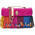 KURT GEIGER LONDON Kensington Leather Fringe Shoulder Bag | Double chain strap, Magnetic closure, Bead accent