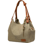 Worldlyda Women Canvas Hobo Purse Multi Pocket Tote Shopper Shoulder Bag Casual Top Handle handbag with Embroidery Ethnic