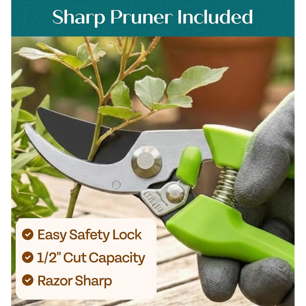 Heavy Duty Gardening Tools - Gardening Gifts For Women, Men, Mom, Dad - Durable, Ergonomic Garden Tools Set (Green)