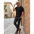 Coofandy Mens Polo Shirts Short Sleeve V Neck Knit Shirts For Men Casual Old Money Clothes Mens Golf Shirt
