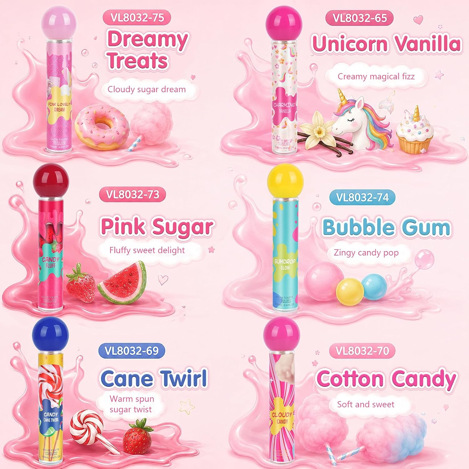 Perfume For Women, Hair & Body Perfume Spray, 6 Pack 20Ml Perfumes Samples Set, Mini Travel Size Perufme Set, Long Lasting Sweet Note Parfum For Woman,Christmas Stocking Stuffers
