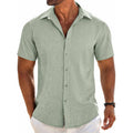 Coofandy Mens Button Down Short Sleeve Shirt Casual Beach Linen Shirts Wedding Summer Vacation Shirt