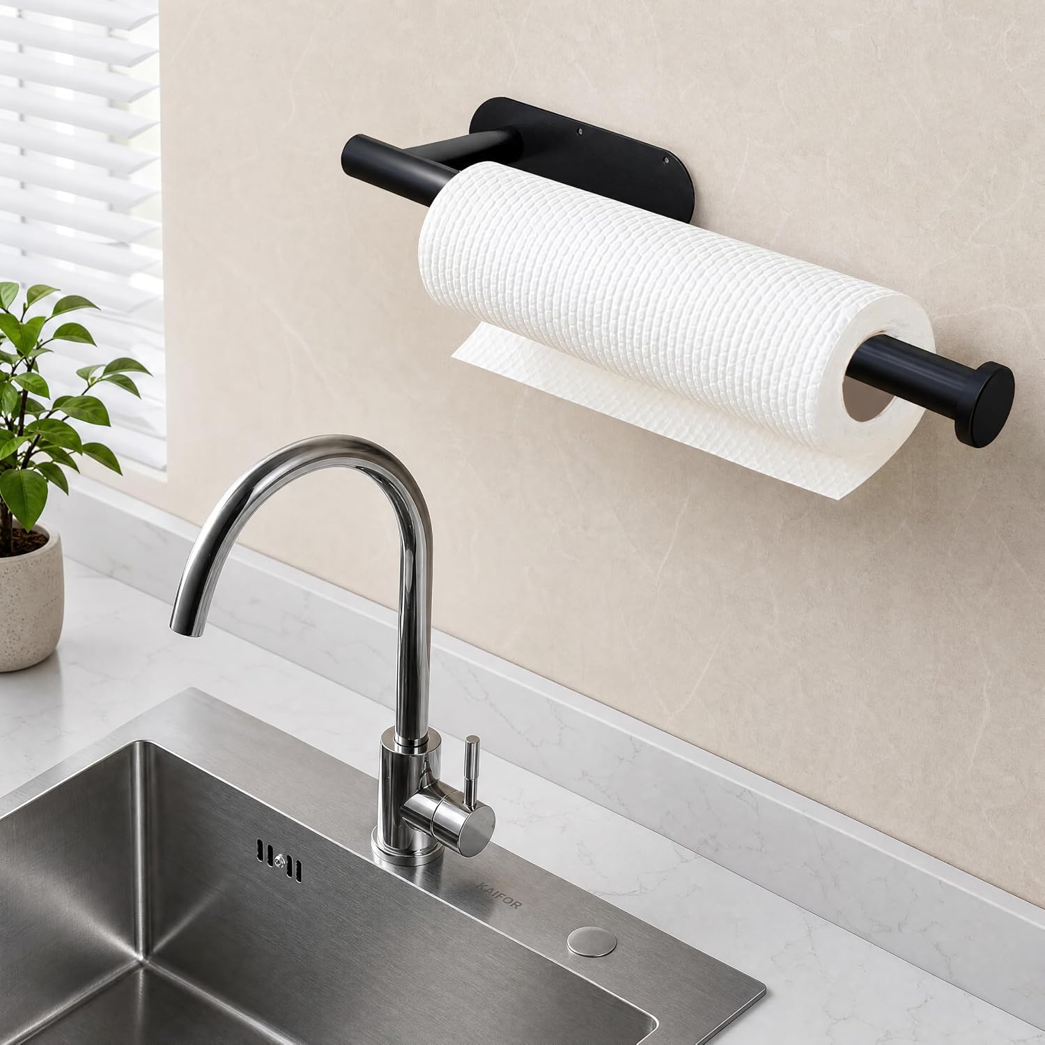 Dekava Paper Towel Holder Under Cabinet Wall Mount For Kitchen Paper Towel, Self-Adhesive Paper Towel Bar, Paper Towel Rack, Stainless Steel 13 Inch