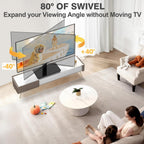 Swivel Table Top Tv Stand For 20-43 Inch Tvs Holds Up To 88 Lbs | Universal Tv Stand Base With 4-Level Height Adjustment And Tempered Glass Base, Max Vesa 200X200Mm, Black