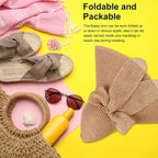 DRESHOW Beach Hats for Women Big Straw Wide Brim Summer Hat Floppy Foldable Roll up Cap Sun Hat UPF 50+ Khaki /Normal Edge