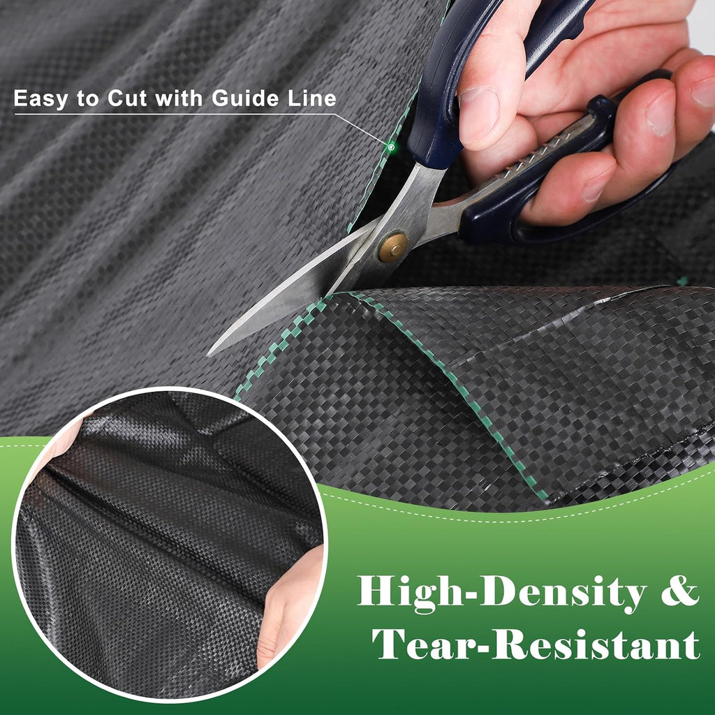 4Ft X 100Ft Landscape Fabric Weed Barrier Fabric, Heavy Duty 3.2Oz Ground Cover Geotextile Fabric For Gardening, With 30 U-Shaped Stakes (2 Pack 4X50Ft)