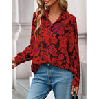 Women's Floral Blouses Dressy Casual V Neck Button Down Shirts Lantern Long Sleeve Boho Chiffon Spring Tops 2026
