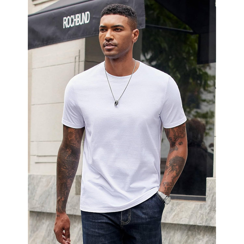 Coofandy Mens T-Shirts 100% Cotton Crewneck Short Sleeve Tees Casual Plain Shirts