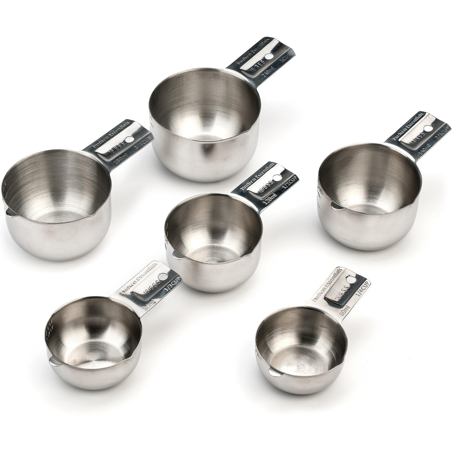 Hudson Essentials Stainless Steel Measuring Cups Set (6 Piece Set)
