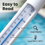 Pool Thermometer Floating, Water Temperature Thermometer With String, Large Size Easy Read & Shatter Resistant Pool Accessories For Outdoor & Indoor Swimming Pools, Spas, Hot Tubs & Aquariums.(White)