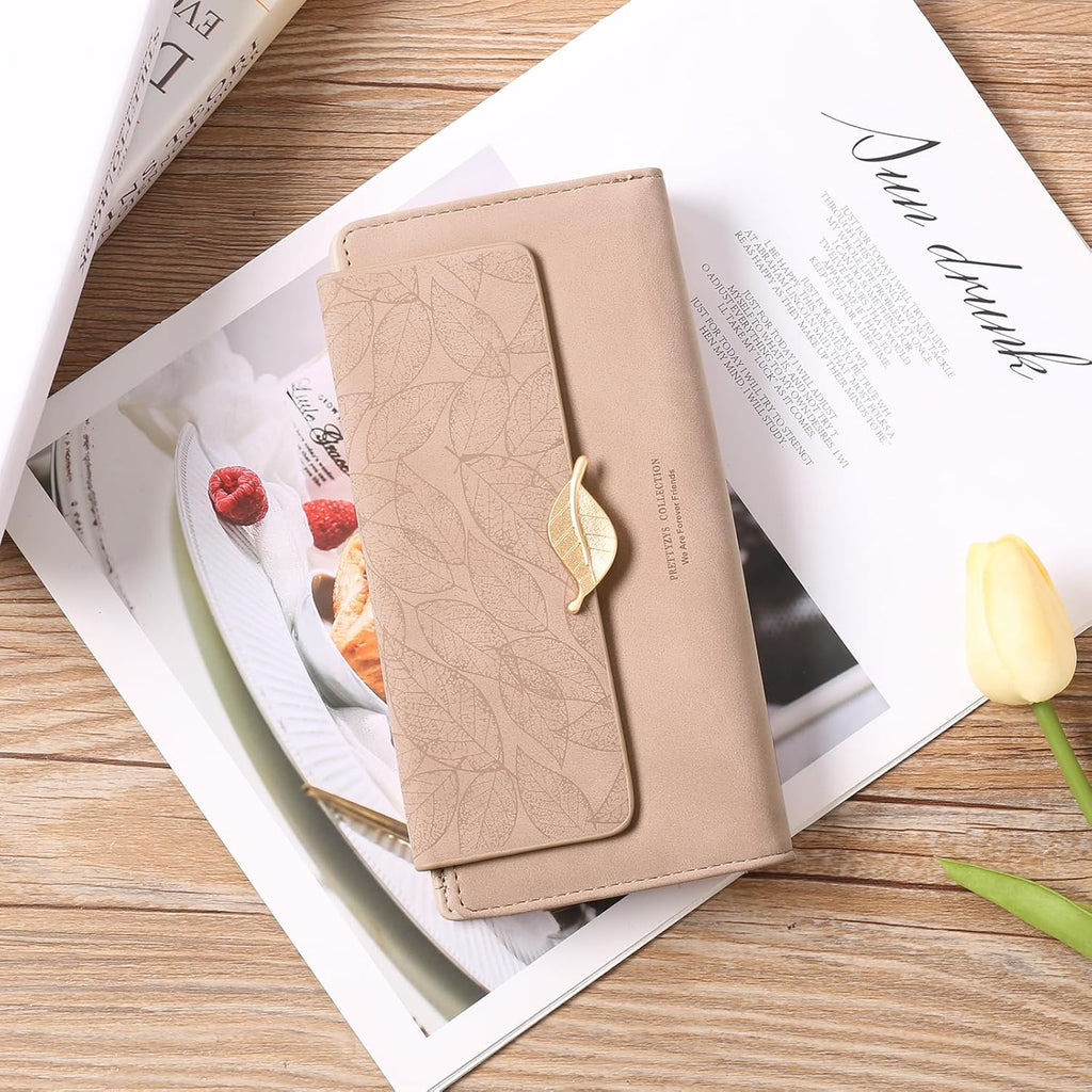Women's Wallet Leather RFID Blocking Bifold Clutch Large Capacity Credit Card Holder with Coin Zipper Purse