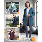 Outdoor Ventures Women'S Waterproof Long Rain Coats Packable Lightweight Rain Jacket With Hood Windproof Trench Coats