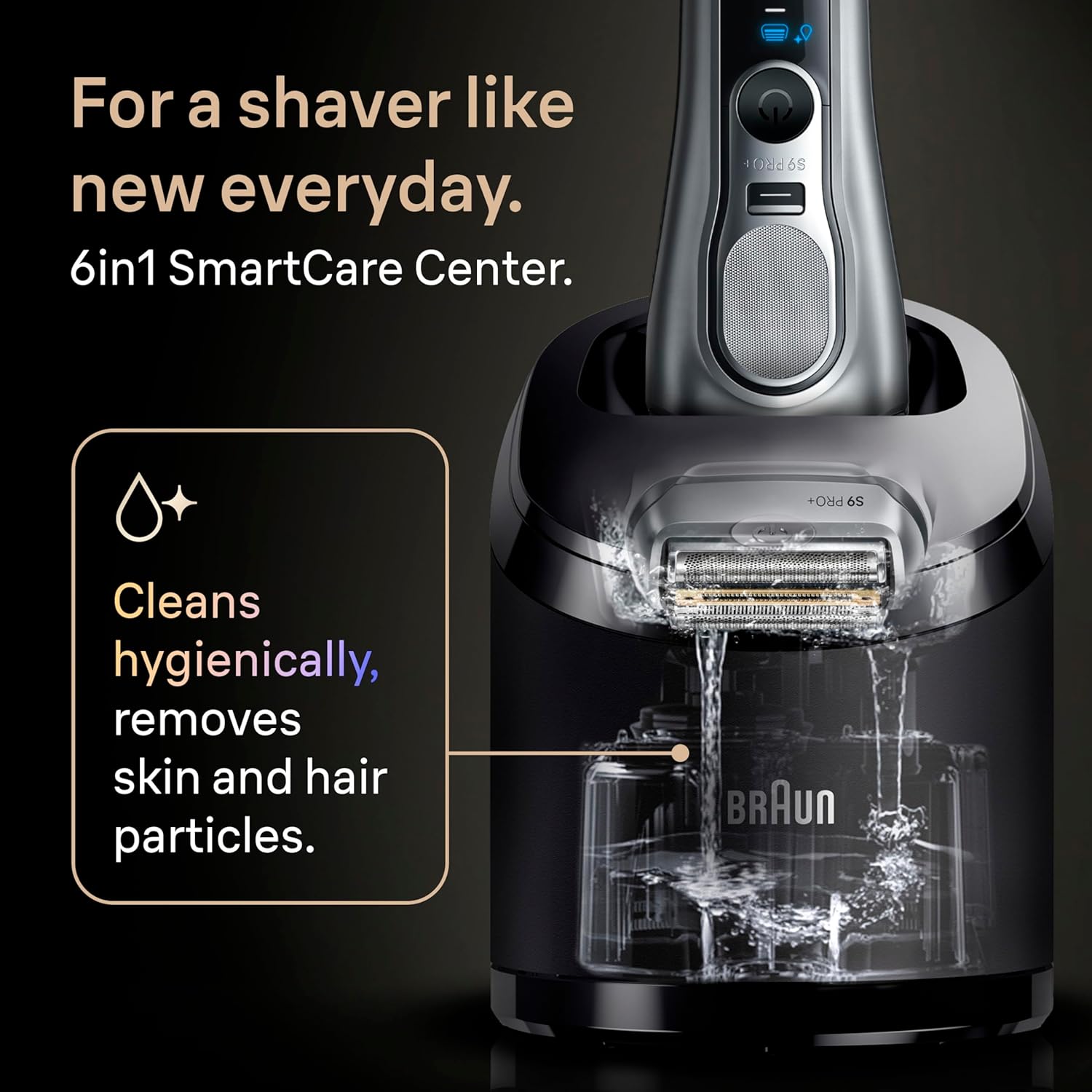 Braun Series 9 PRO+ Electric Shaver, Wet & Dry Razor, Pro SensoAdapt, 6in1 SmartCare Center, 9697CC, Silver