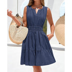 Btfbm Women'S 2026 Summer Casual Mini Sundress, Beach Vacation Sleeveless V Neck Flowy A Line Dress Pockets, Fall Fashion
