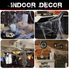 Zpisf 1400 Sqft Halloween Spider Webs Decorations With 150 Extra Fake Spiders, Super Stretchy Cobwebs For Halloween Decor Indoor And Outdoor
