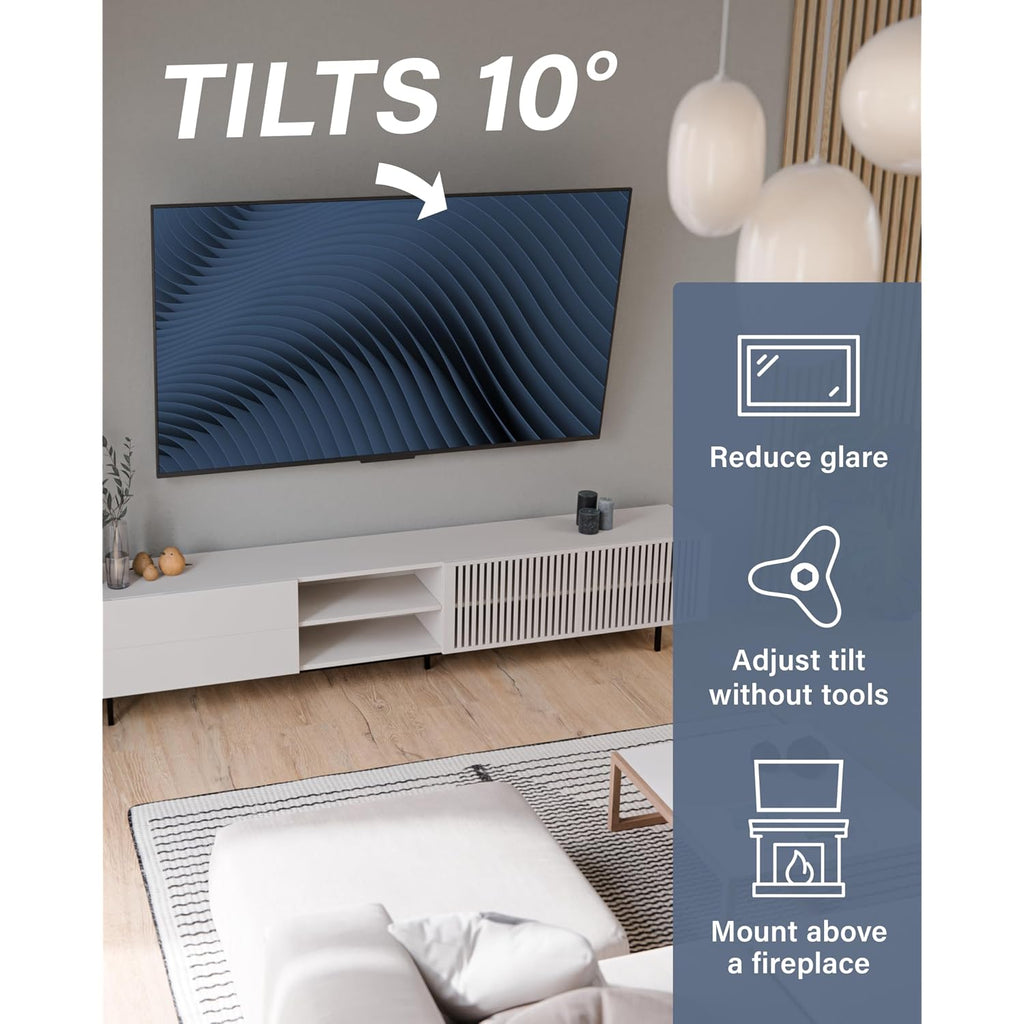 Sanus Tilting Tv Wall Mount Bracket For 37" To 80" Displays Up To 130Lbs- Universal Low Profile Design W/ 10 Degree Tilt - Premium Tv Mount Perfect For Oled & Qled
