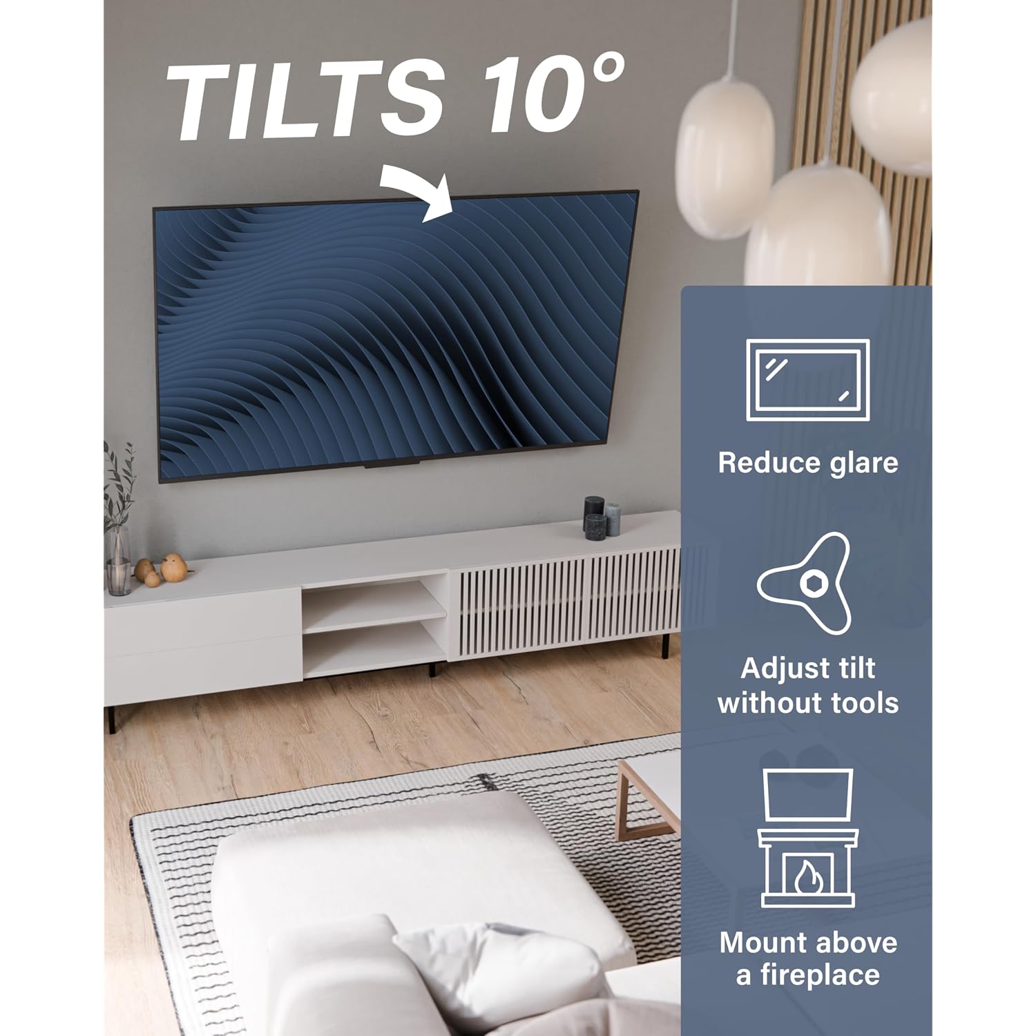 Sanus Tilting Tv Wall Mount Bracket For 37" To 80" Displays Up To 130Lbs- Universal Low Profile Design W/ 10 Degree Tilt - Premium Tv Mount Perfect For Oled & Qled