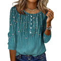 3/4 Length Sleeve Womens Tops Round Neck Casual Summer Tunic Tops Basic Tees Blouses Dressy T-Shirts Pleated Shirts