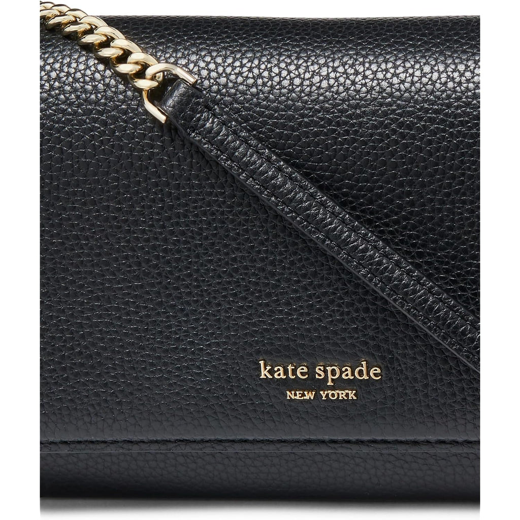 Kate Spade New York Ava Pebbled Leather Flap Chain Wallet, Black
