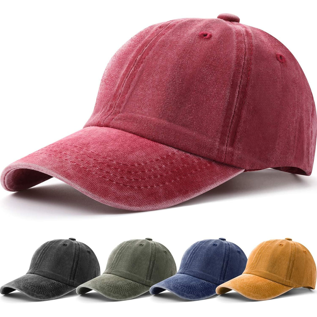5 Pieces Unisex Cotton Vintage Baseball Cap Low Profile Unstructured Baseball Hat Washed Distressed Twill Adjustable Dad Hat