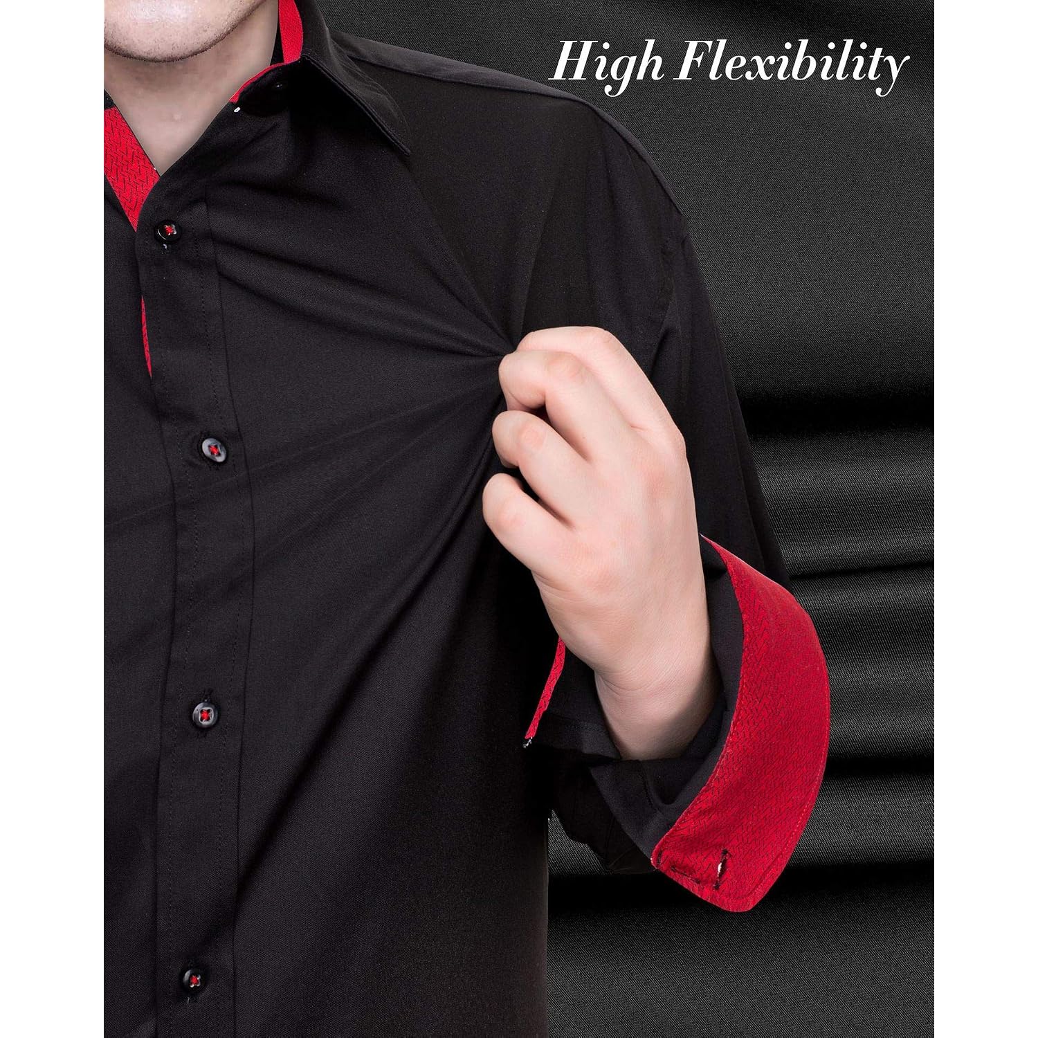 J.Ver Men'S Casual Long Sleeve Stretch Dress Shirt Wrinkle-Free Regular Fit Button Down Shirts