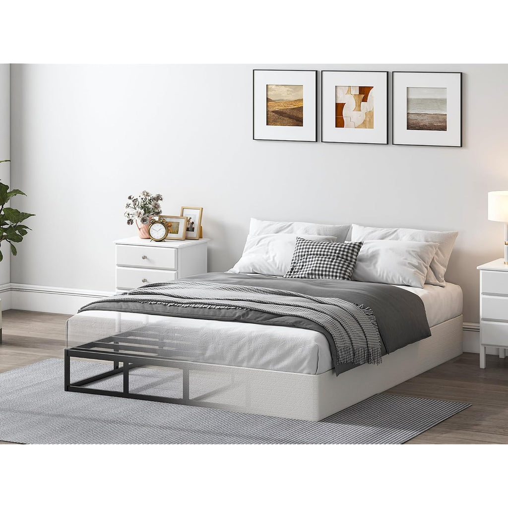 9 Inch High Profile Box Spring, Sturdy Metal Frame Mattress Foundation, Easy Assembly, Quiet & Noise-Free, Queen Size