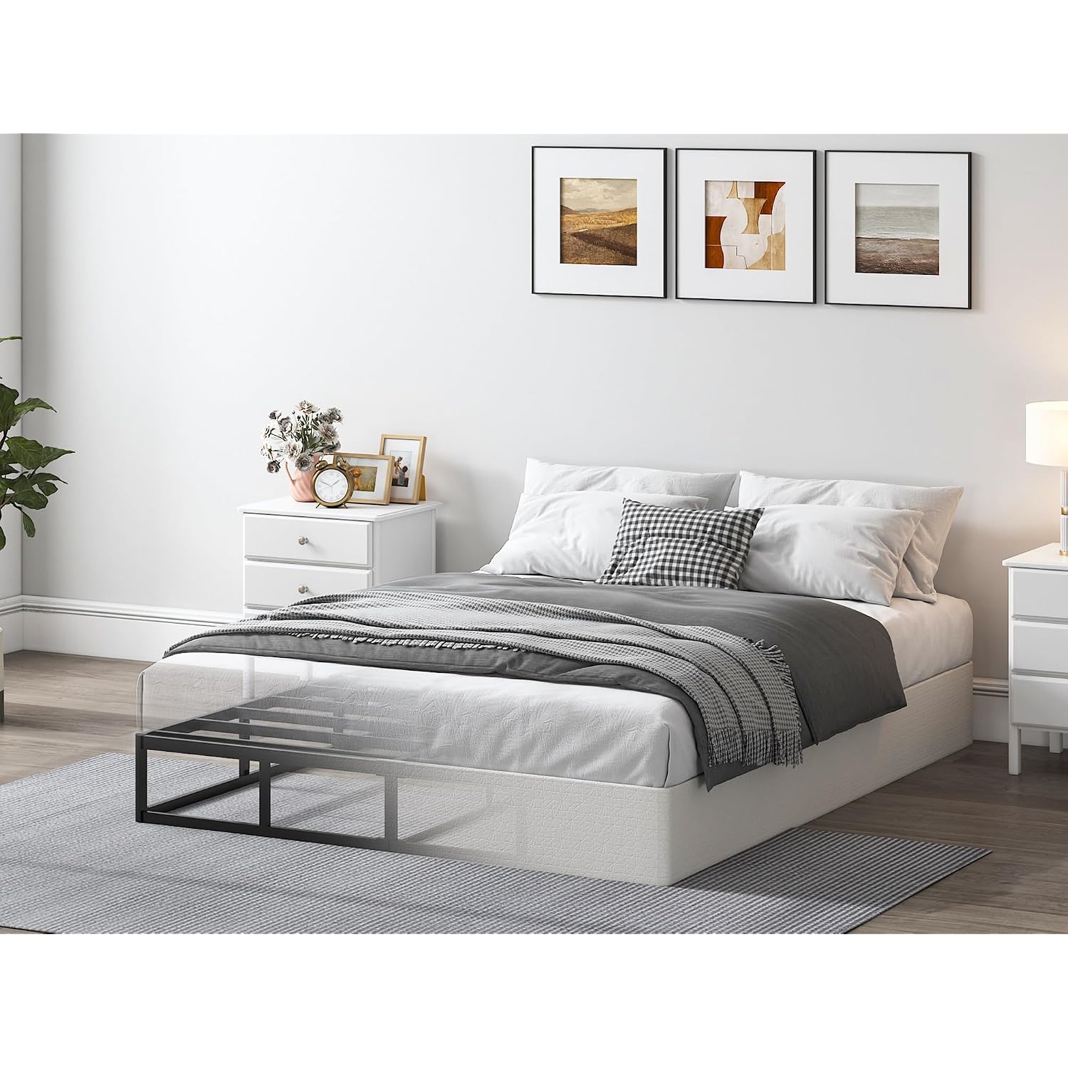 9 Inch High Profile Box Spring, Sturdy Metal Frame Mattress Foundation, Easy Assembly, Quiet & Noise-Free, Queen Size