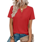 Womens Summer Tops V Neck Short Sleeve Shirts Dressy Casual Blouse Spring Vacation Tshirts Clothes