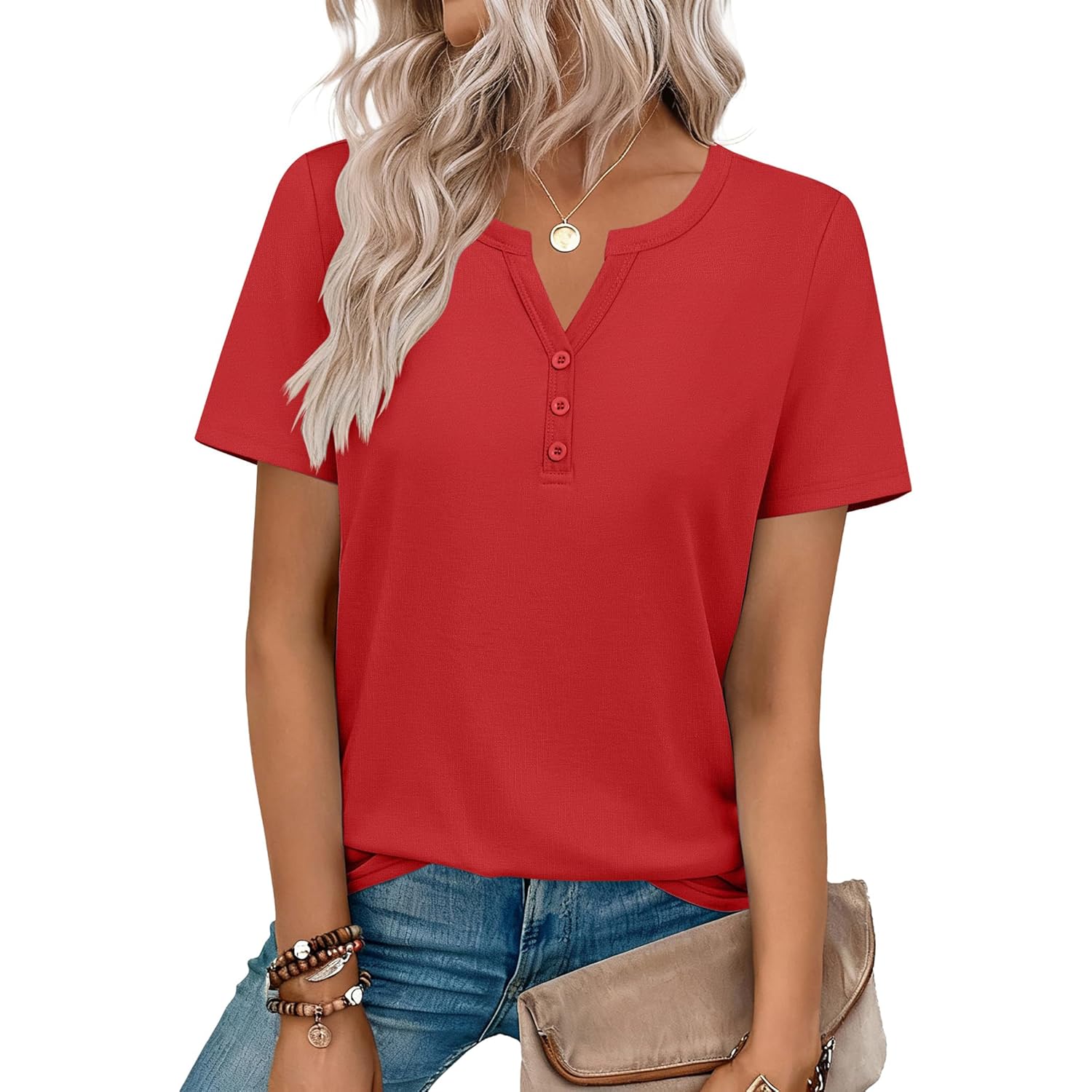 Womens Summer Tops V Neck Short Sleeve Shirts Dressy Casual Blouse Spring Vacation Tshirts Clothes