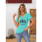 Nurse V Neck T Shirts for Women, Certified Nursing Assistant CNA T-Shirt, Casual CNA Life Short Sleeve Tops Aqua Blue