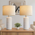 23" Modern Ceramic Table Lamps Set Of 2 - Table Lamps For Living Room, Farmhouse Bedside Night Stands Lamp For Bedroom, White Nightstand Lamps Set Of 2, Desk Lamp For End Table Home Decor
