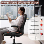 Executive Office Chair Pu,Leather Office Chair With Wheels,360° Swivel Rolling Chair With Padded Arms,Ergonomic Computer Chair With Lumbar Support For Short People Use(Black)