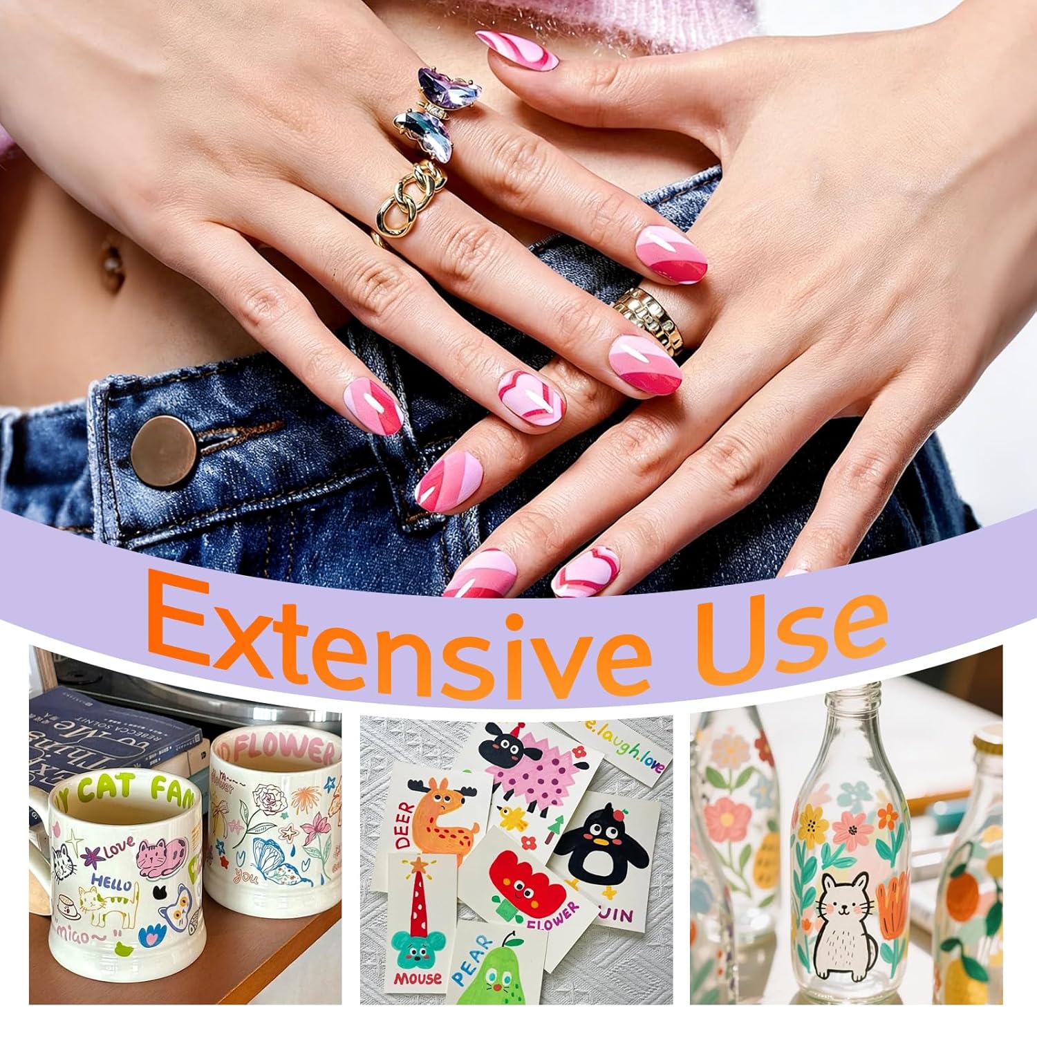 Nail Art Pens for Beginners, 12 Color Quick Dry Fine Tip Markers, Professional Painting & Design Kit with Travel Case