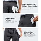 Mens Hybrid Golf Shorts Lightweight Stretch Dress Casual Shorts Quick Dry 9 Inch Inseam With Zip Pockets