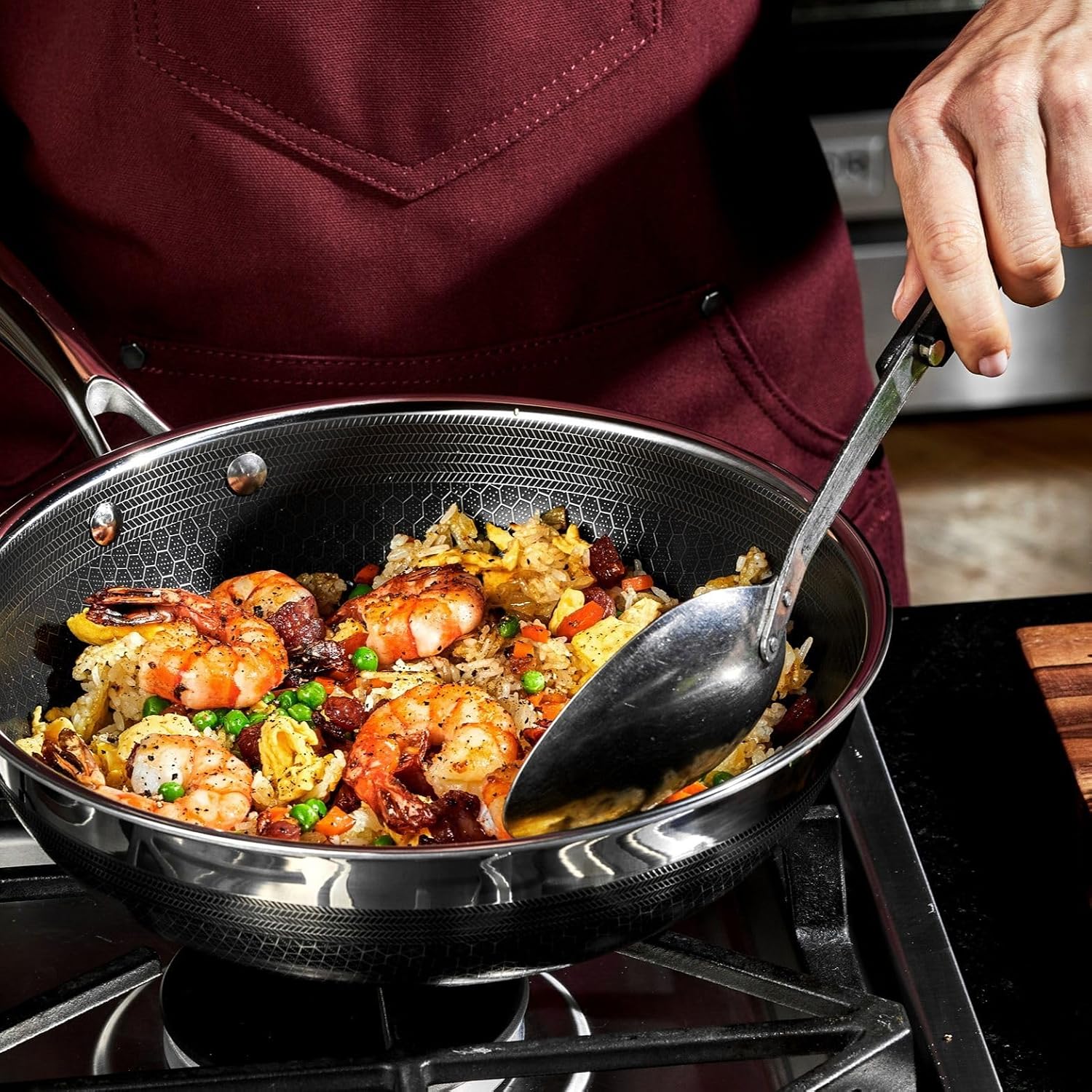 Hexclad 10 Inch Hybrid Nonstick Wok, Stay-Cool Handle, Dishwasher And Oven Safe, Compatible With All Cooktops, Induction Ready