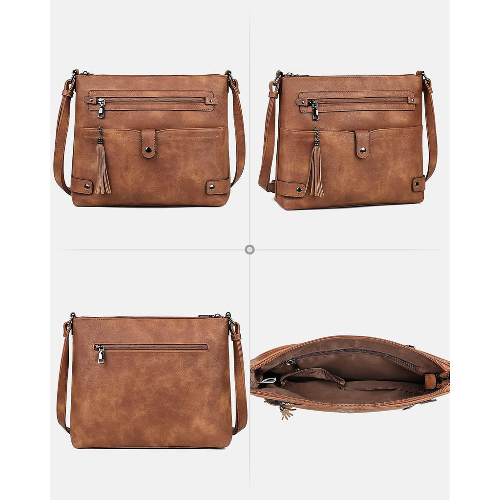 Large Crossbody Purses For Women Crossbody Bag, Designer Leather Cross Body Purses Multi Pocket Shoulder Bag