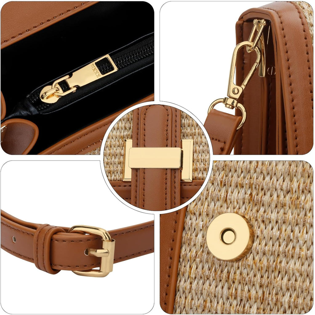 KKXIU Crossbody Bags for Women - Top Handle Purses for Lady, Leather Handbags Shoulder Clutch with Adjustable Shoulder Strap