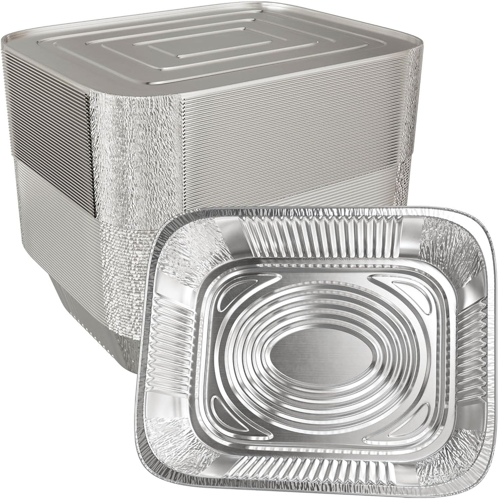 Aluminum Pans With Lids 9x13 [10 Sets] Aluminum Foil Pans Trays With Lids - Half Size Tin Foil Disposable Pans For Baking, Roasting, Cake Serving Dishes, Catering Supplies, Steam Table Chafing
