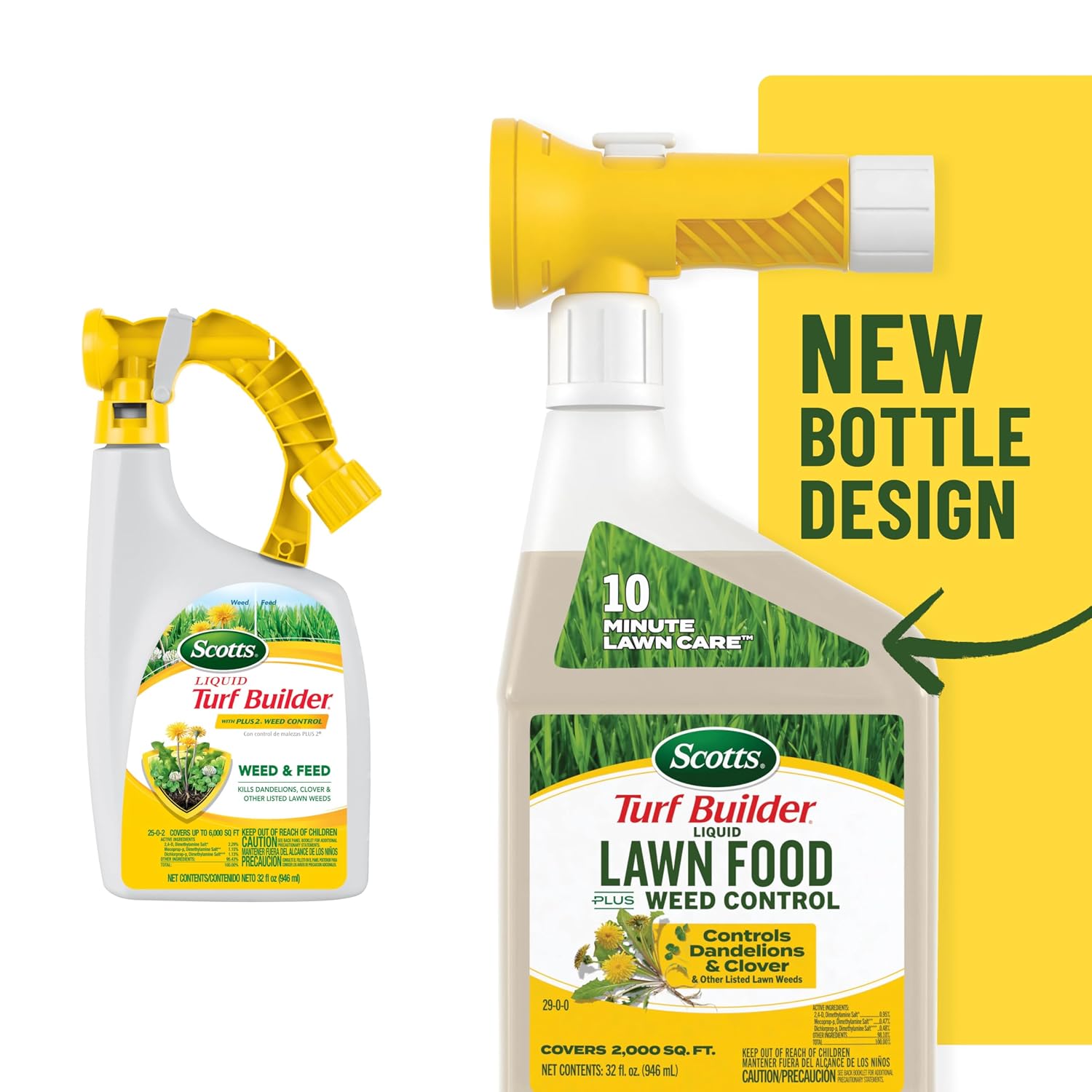 Scotts Turf Builder Liquid Lawn Food Plus Weed Control, 32 Fl. Oz. | Liquid Weed Killer And Grass Fertilizer, Hose-End Applicator