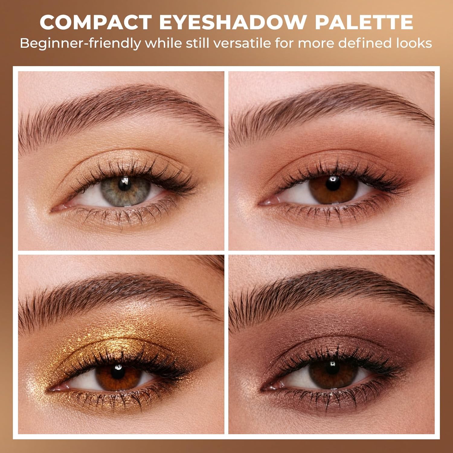 Neutral Nude Eyeshadow Makeup Palette, Taupe Brown & Gold Eye Shadow Quad, Matte & Glitter Finish Highly Pigmented Long Lasting Make Up Pallet, Travel Friendly Size