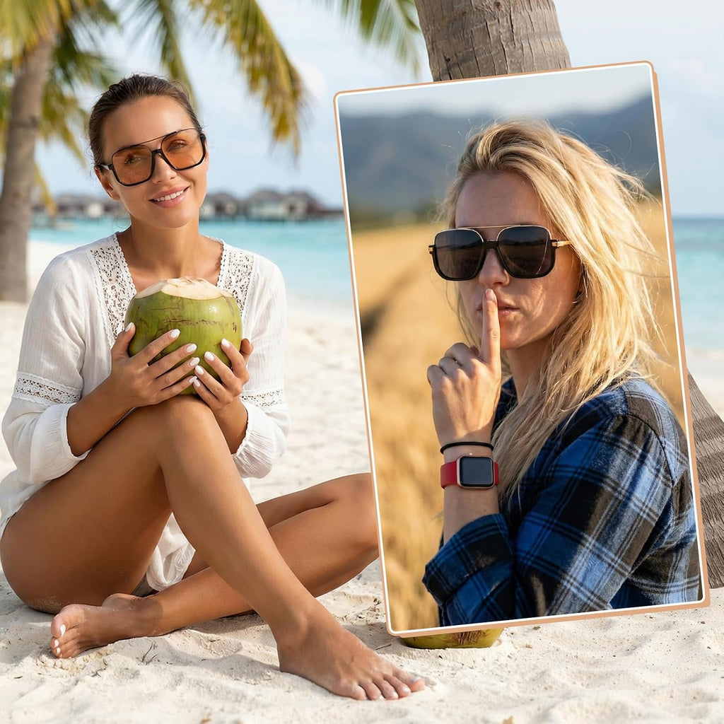 Retro Oversized Aviator Sunglasses Trendy Double Bridge Square Sunglasses 70S Shades Uv Protection