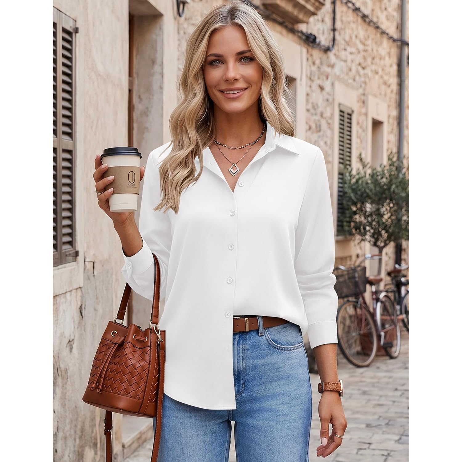Zeagoo Blouses For Women Dressy Casual Long Sleeve Button Down Shirts Collared Summer Tops Fall Fashion Clothes