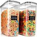 Shazo 2 Pack (6.3L / 213Oz) Extra Large Airtight Food Storage Cereal Containers For Bulk Food Storage Bpa-Free Plastic Container, Pantry Organization And Canister For Rice, Pasta, Sugar & Flour
