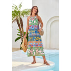 Grace Karin 2026 Women'S Floral Halter Maxi Dress Boho Summer Beach Sundress With Tiered Ruffle Skirt