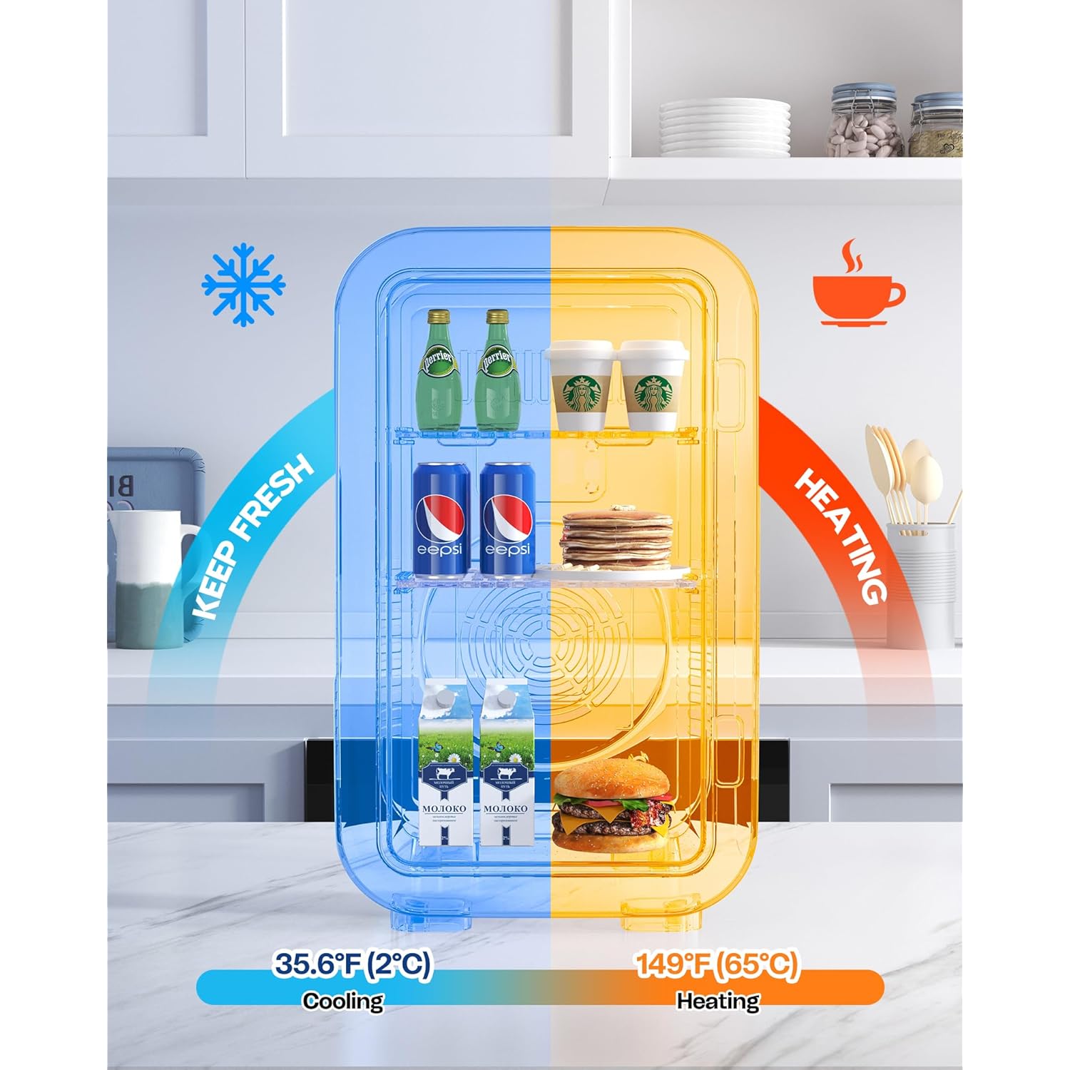 BEICHEN Mini Fridge, 6 Liter / 8 Can Small Refrigerator for Bedroom, Car, Office & Dorm, 110V AC/DC Portable Thermoelectric Cooler & Warmer for Skincare, Food, Drinks, Black