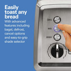 Hamilton Beach 2 Slice Toaster with Extra-Wide Slots, Bagel Setting, Toast Boost, Slide-Out Crumb Tray, Auto-Shutoff & Cancel Button, Defrost Function, Stainless Steel (22794)