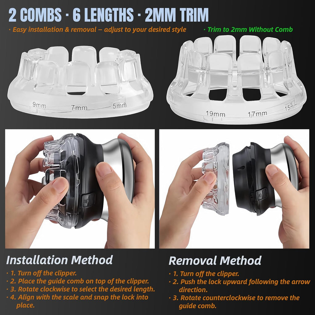 Self Hair Clippers For Men Cordless Electric Haircut Kit Professional Waterproof Automatic Circular Hair Trimmer With Led Display Easy Self Haircut Grooming Clippers For Male Family Use