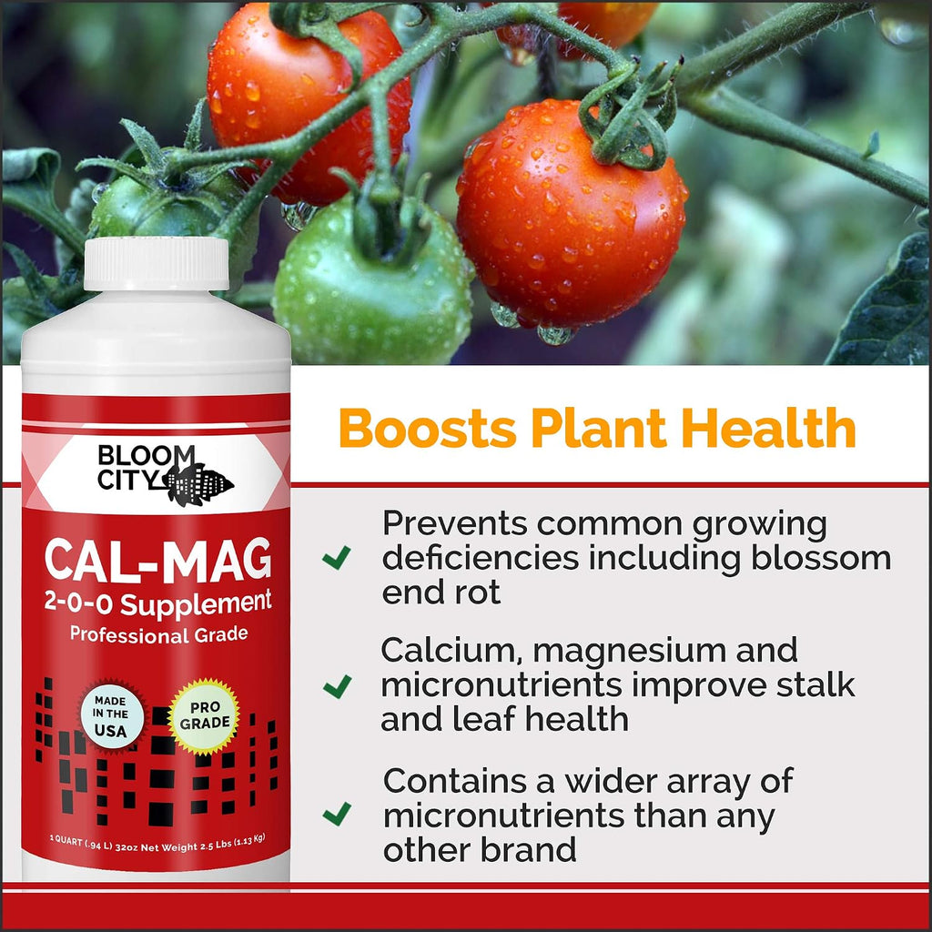 Bloom City Professional Grade Ultra Pure Cal-Mag Growing Fertilizer, Quart (32 Oz)