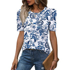 Wiholl Summer Tops For Women Puff Sleeve Crewneck T Shirts Dressy Casual Blouses Spring Outfits Fashion Clothes